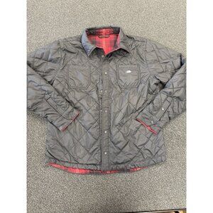 The North Face Jacket Men's  Large Black & Red Flannel Snap Reversible Shacket